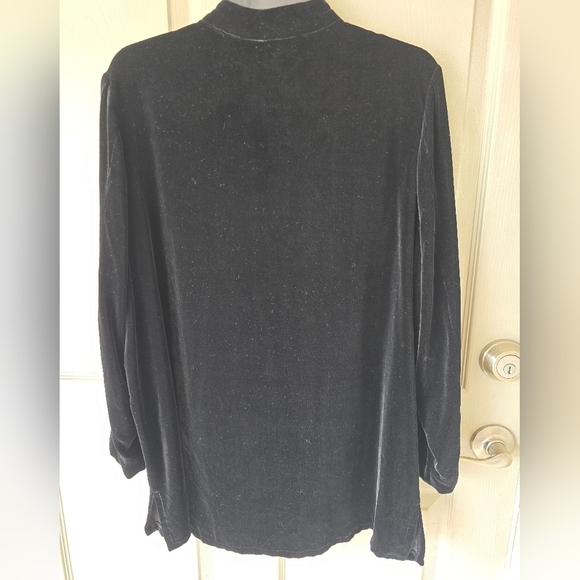 VTG Gap Velvet Tunic Top Women Sz L Black Button Up Long Sleeve Y2k 90s - Picture 10 of 10